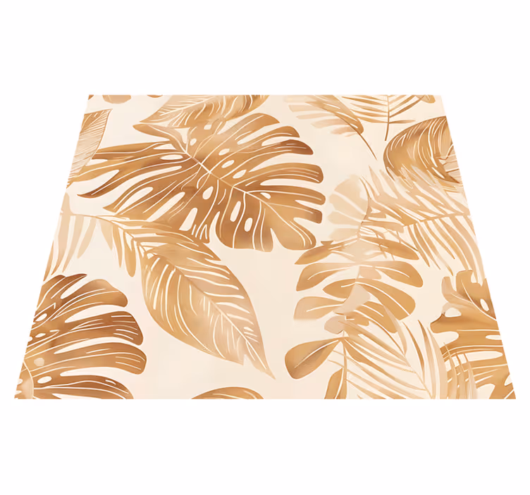 Tapis vinyle nature motif grandes feuilles beiges - TenStickers