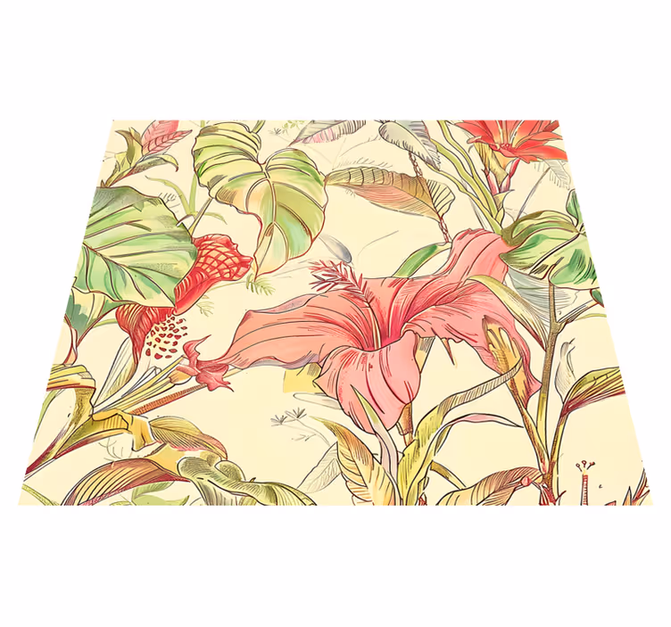 Tapis vinyle nature motif fleurs anglaises - TenStickers