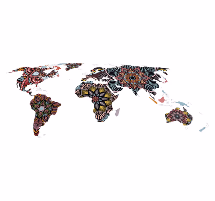 Tapis vinyle carte du monde mandala mondial - TenStickers