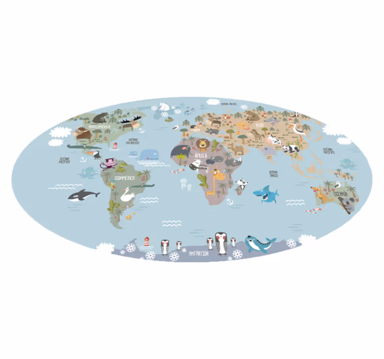 Tapis vinyle carte du monde pastel pour enfants - TenStickers