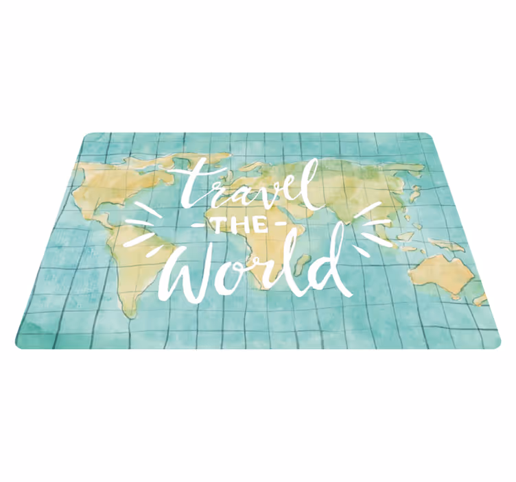 Tapis vinyle carte du monde pour voyager à travers le monde - TenStickers
