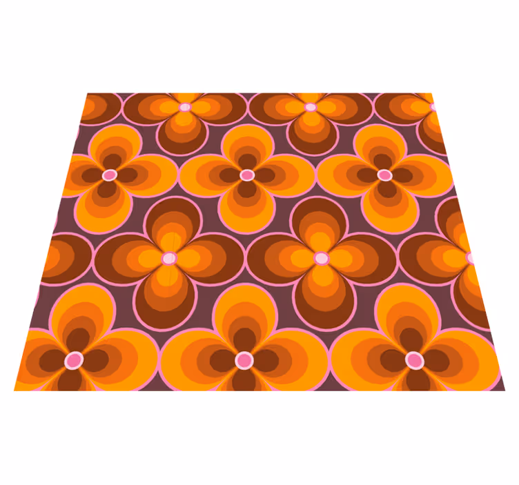 Tapis vinyle vintage motif floral rétro groovy - TenStickers