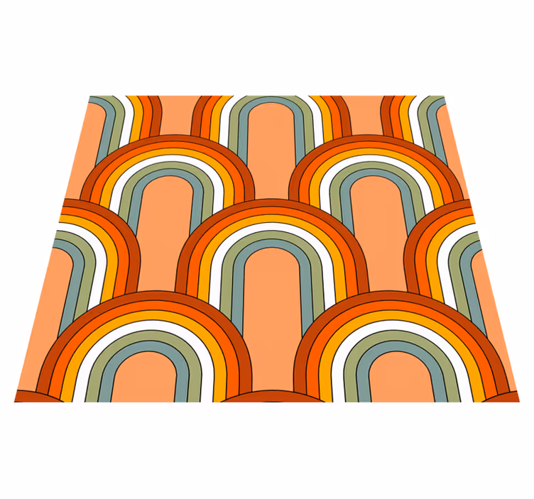 Tapis vinyle vintage motif arc-en-ciel années 70 - TenStickers