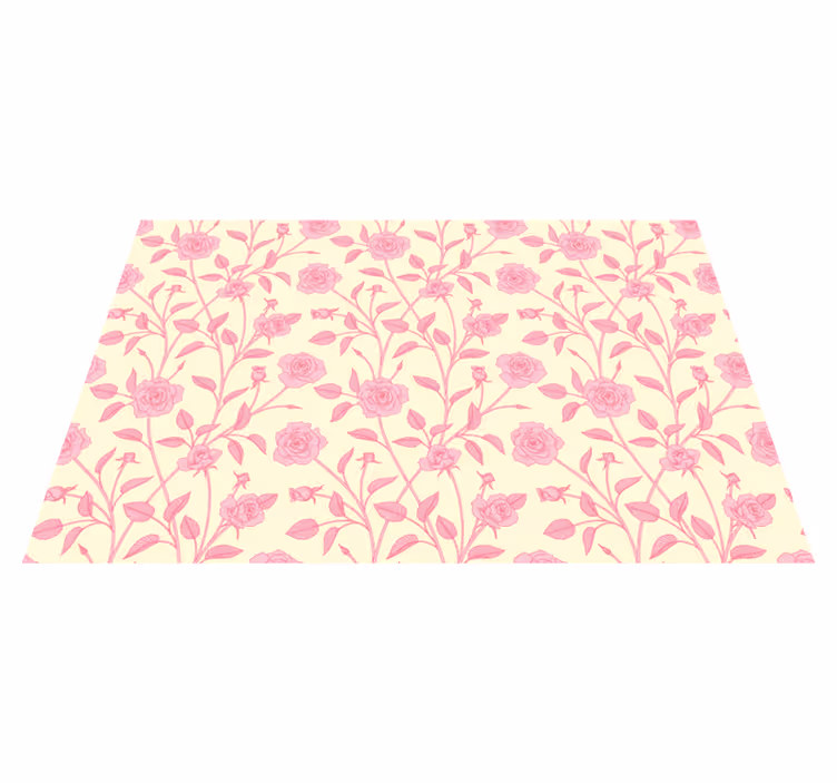 Tapis vinyle vintage petites roses sur fond rose - TenStickers