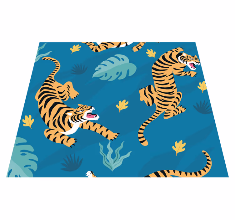 Tapis vinyle animal motif tigres - TenStickers