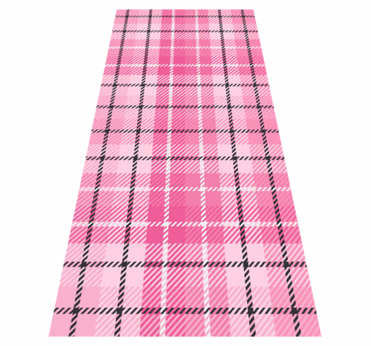 Tapis vinyle vintage tartan rose et noir - TenStickers