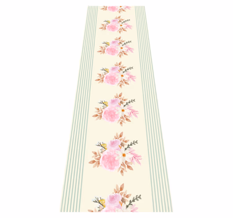 Tapis vinyle vintage motif floral rayé provincial - TenStickers
