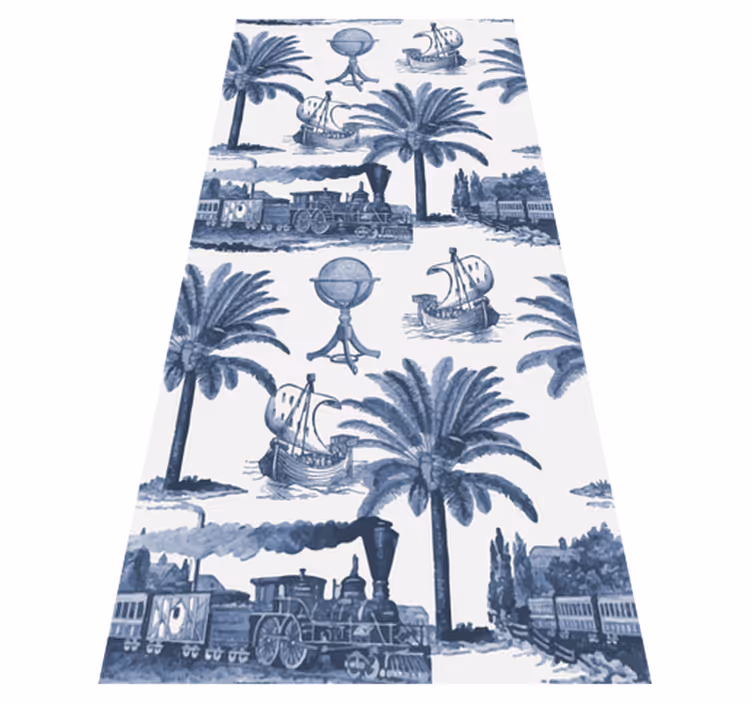Tapis vinyle vintage motif vintage français bleu - TenStickers