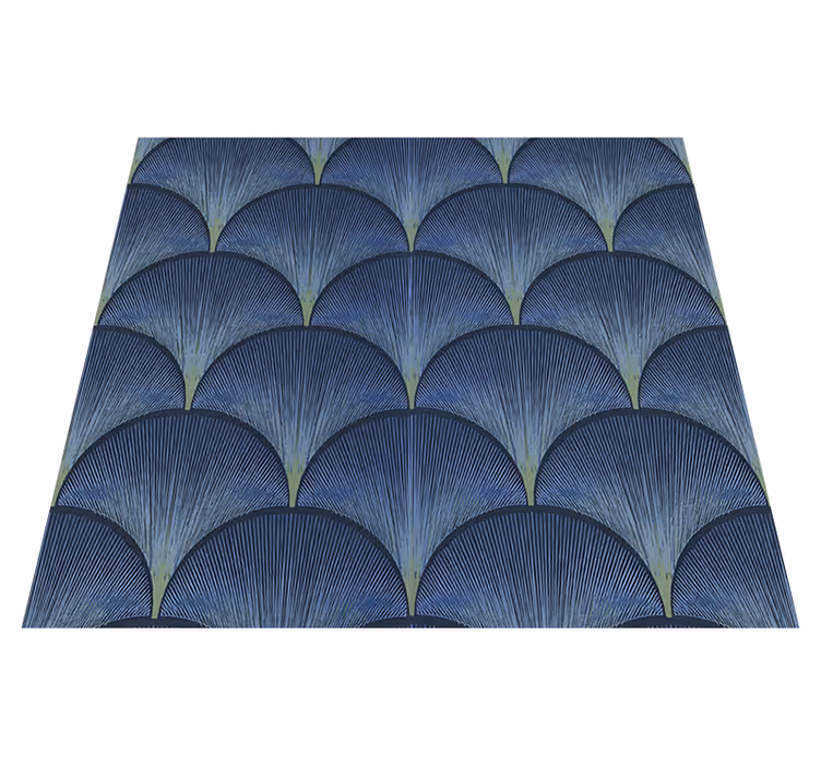 Tapis vinyle vintage motifs éventails art déco bleu - TenStickers