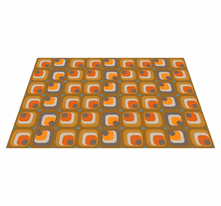 Tapis vinyle vintage motif carrés rétro 70's - TenStickers