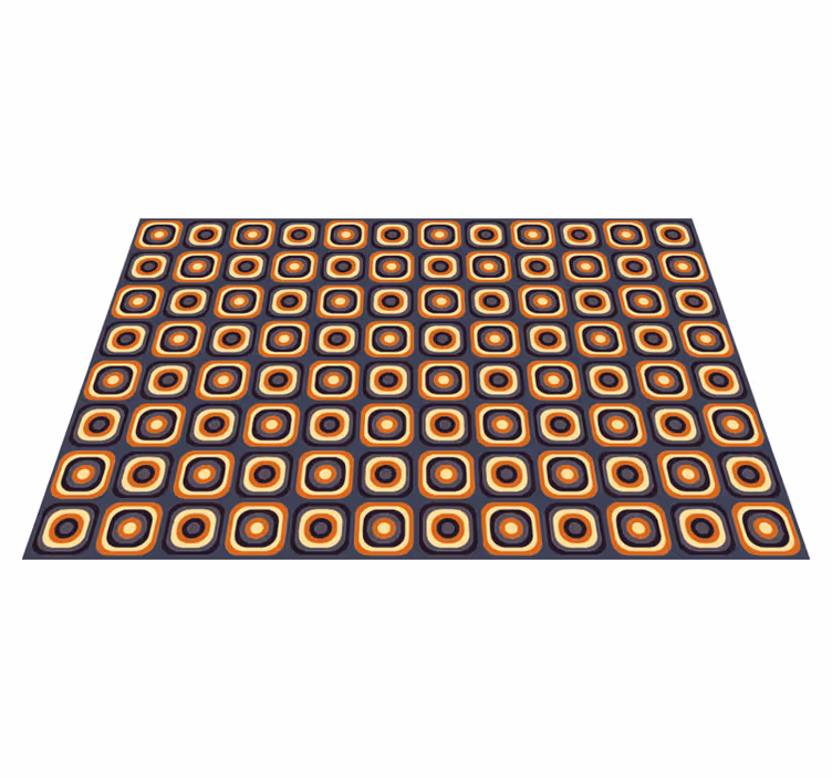 Tapis vinyle vintage carrés cerclés des années 70 - TenStickers