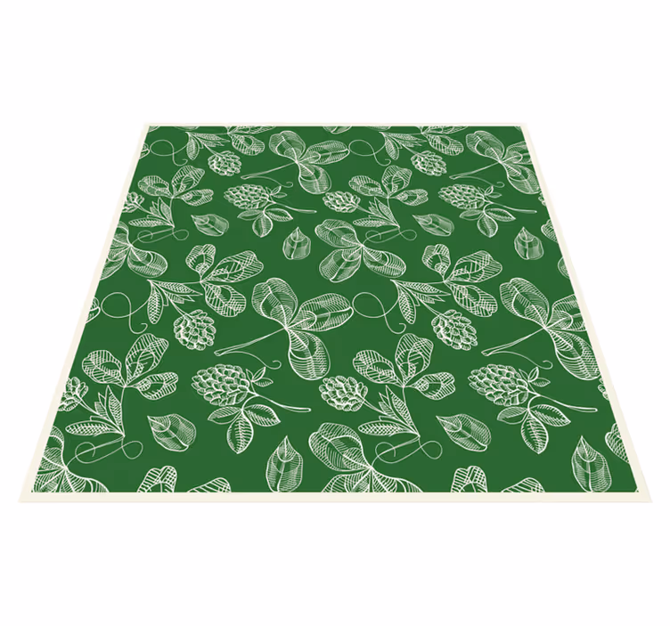 Tapis vinyle vintage motif brindilles de magnolia vert - TenStickers