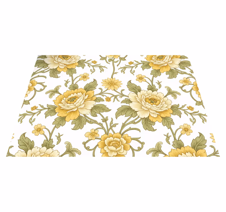 Tapis vinyle vintage design floral jaune - TenStickers