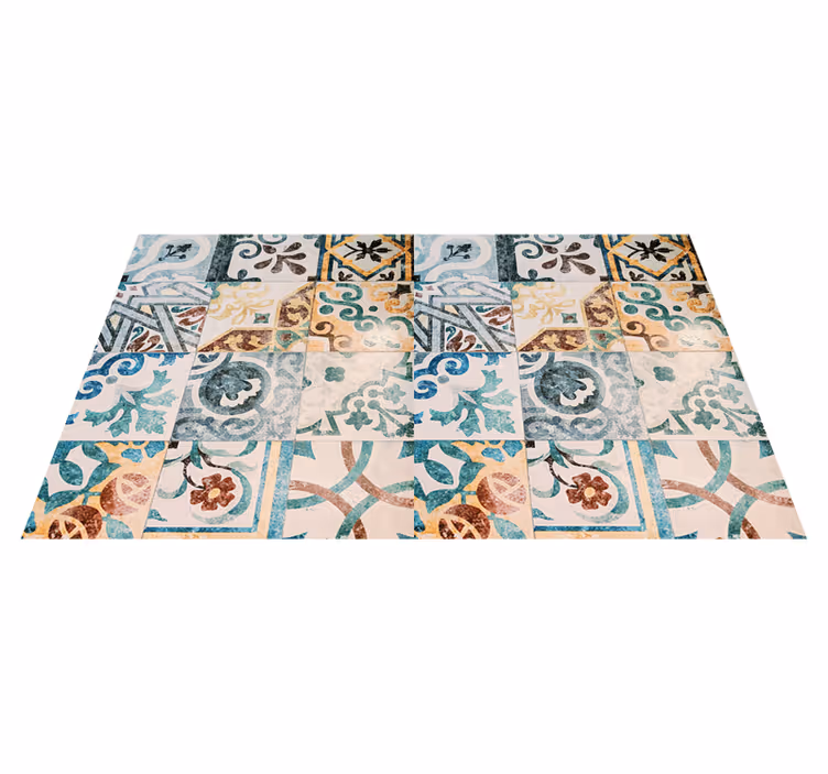 Tapis vinyle vintage motif mosaïque rétro - TenStickers