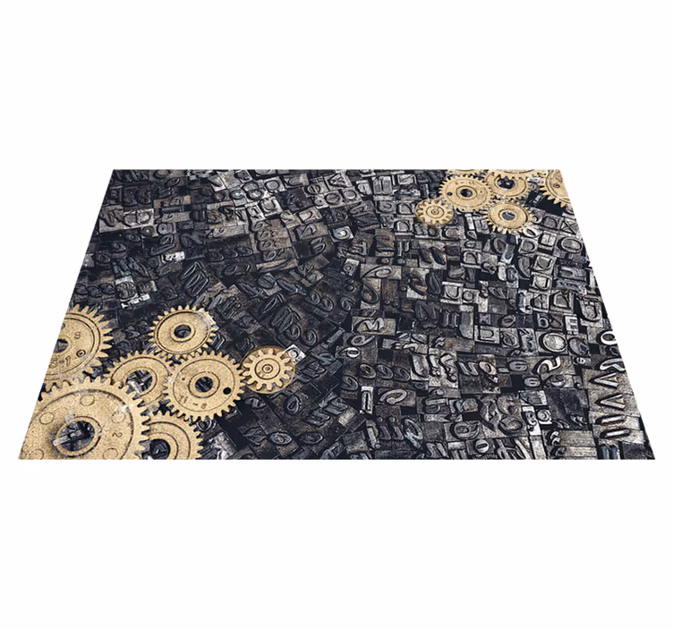 Tapis vinyle vintage engrenage métallique rétro 3d - TenStickers
