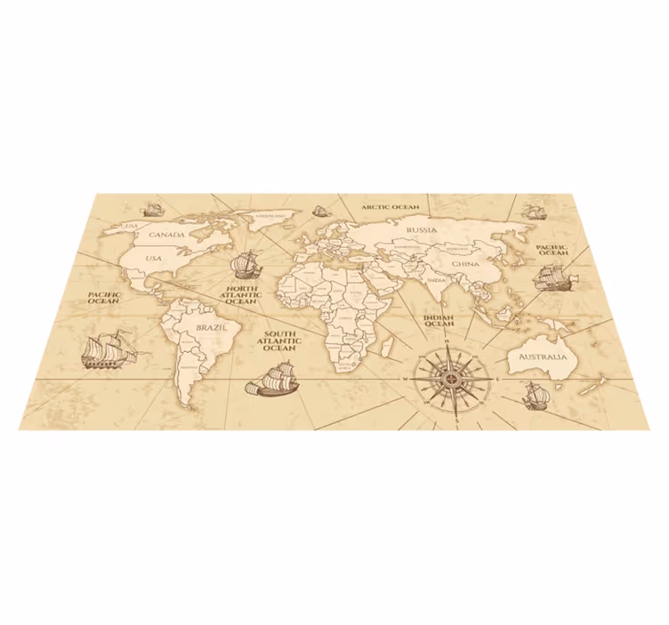 Tapis vinyle carte du monde carte du monde sépia - TenStickers