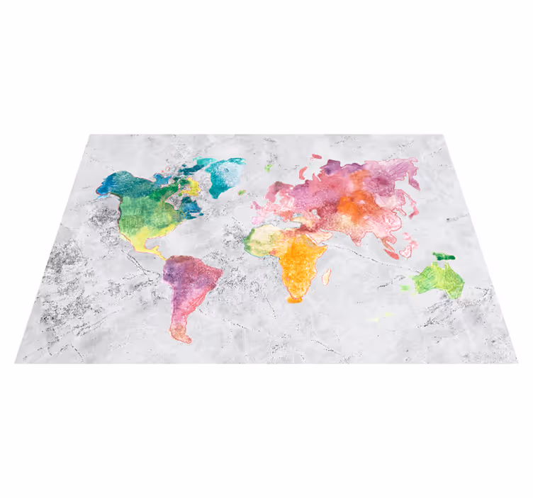 Tapis vinyle carte du monde effet pierre colorée - TenStickers