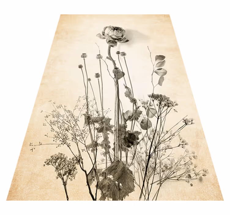 Tapis vinyle plantes bouquet de fleurs sur fond beige - TenStickers