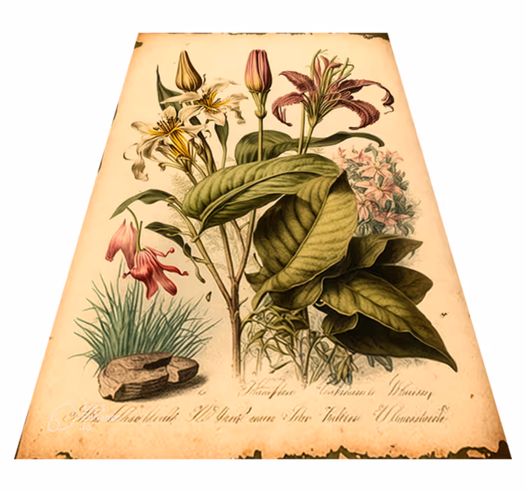 Tapis vinyle plantes imprimé botanique vintage - TenStickers