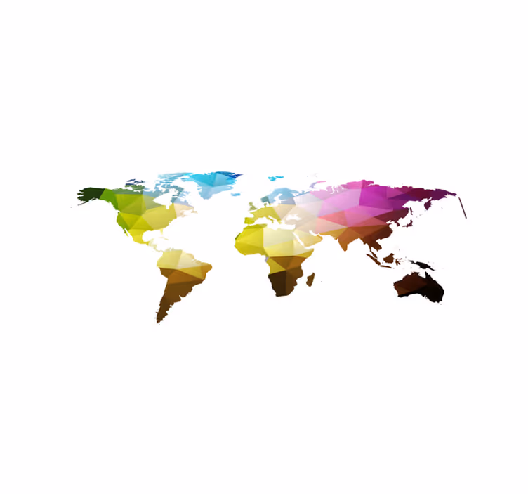 Tapis vinyle géométrique carte du monde triangle - TenStickers