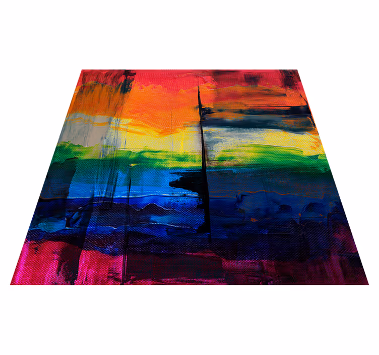 Tapis vinyle géométrique carrés et rectangles multicolores - TenStickers