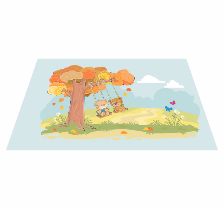 Tapis vinyle pour enfants ours en peluche en forêt - TenStickers