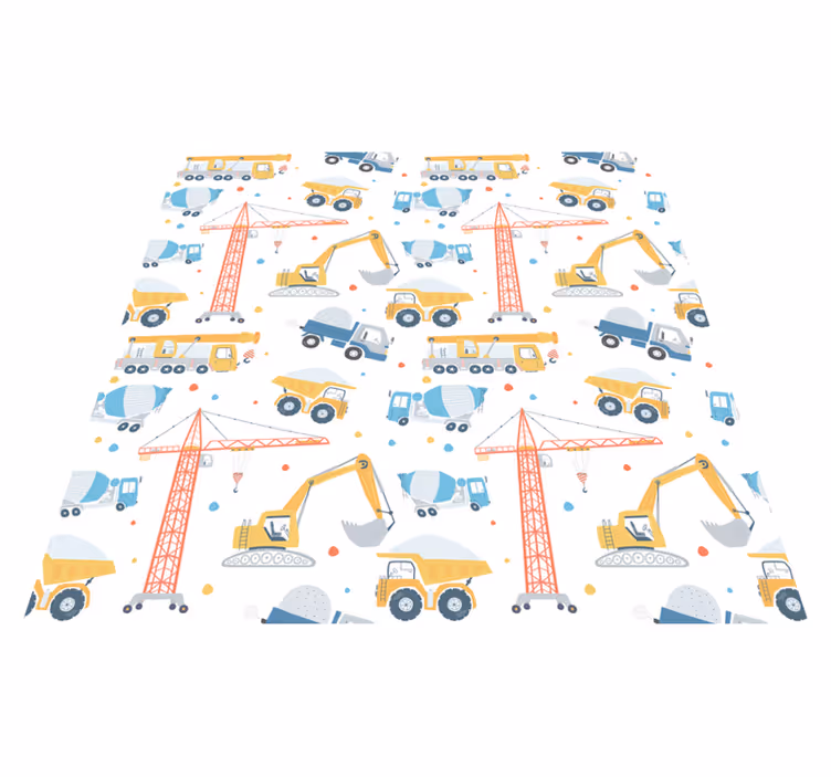 Tapis vinyle pour enfants véhicules de construction pastel - TenStickers
