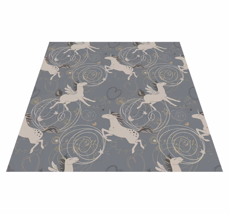 Tapis vinyle pour enfants licornes pégases sur fond sombre - TenStickers