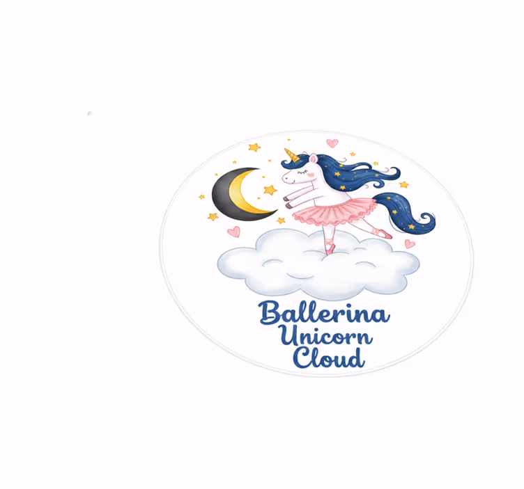 Tapis vinyle pour enfants licorne ballerine sur nuage - TenStickers