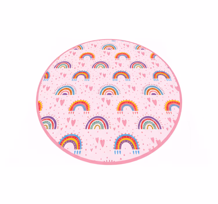 Tapis vinyle pour enfants pois roses et arcs-en-ciel - TenStickers