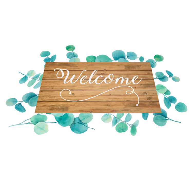Tapis vinyle entrée bienvenue eucalyptus - TenStickers