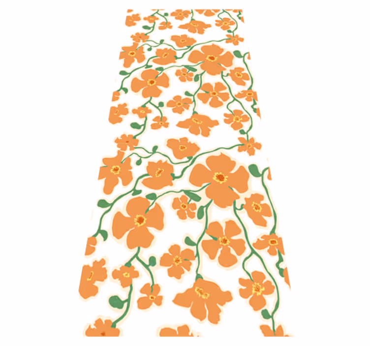 Tapis vinyle salon fleurs marguerites vertes oranges - TenStickers