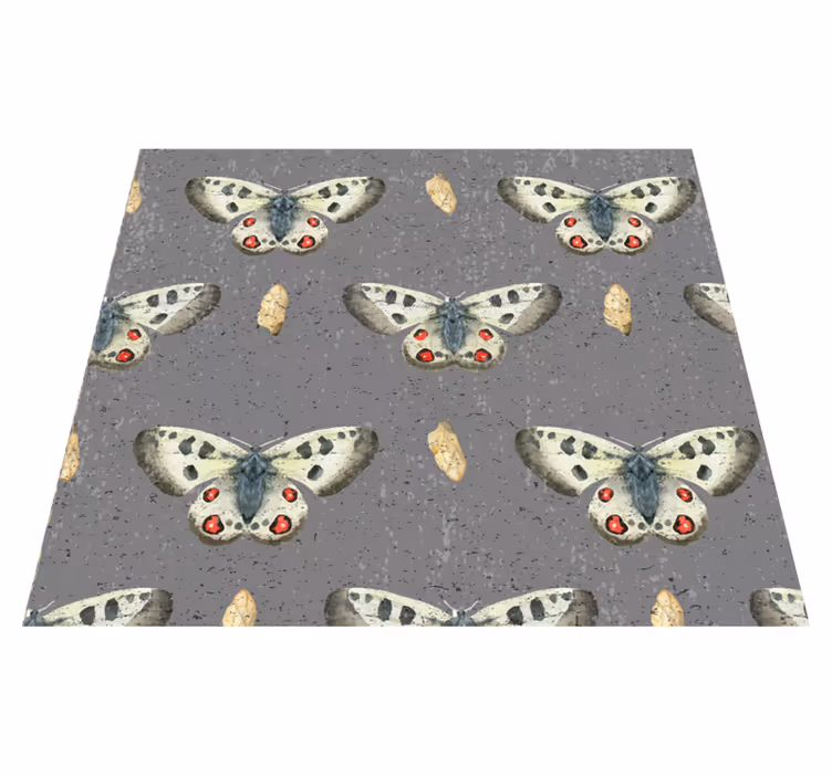 Tapis vinyle gris motif papillon épuré - TenStickers