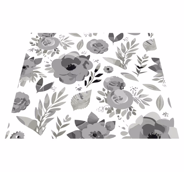 Tapis vinyle gris fleurs aquarelle - TenStickers