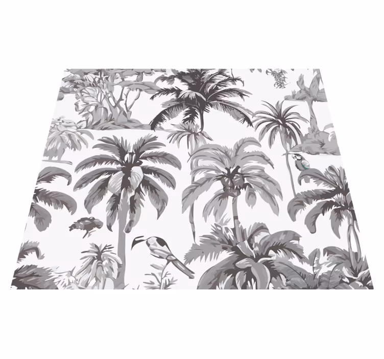 Tapis vinyle gris palmiers - TenStickers