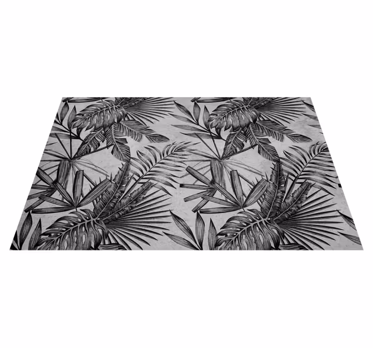 Tapis vinyle gris motifs plantes en béton - TenStickers
