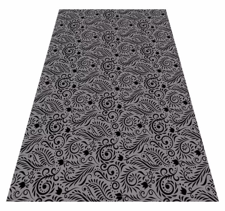 Tapis vinyle gris motifs tourbillons ornés - TenStickers