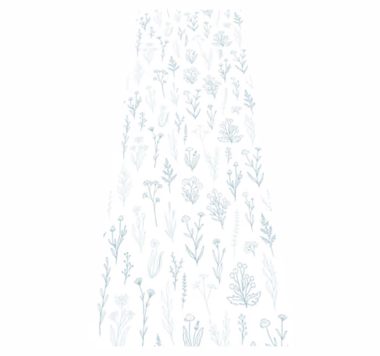 Tapis vinyle couloir fleurs sur fond blanc - TenStickers
