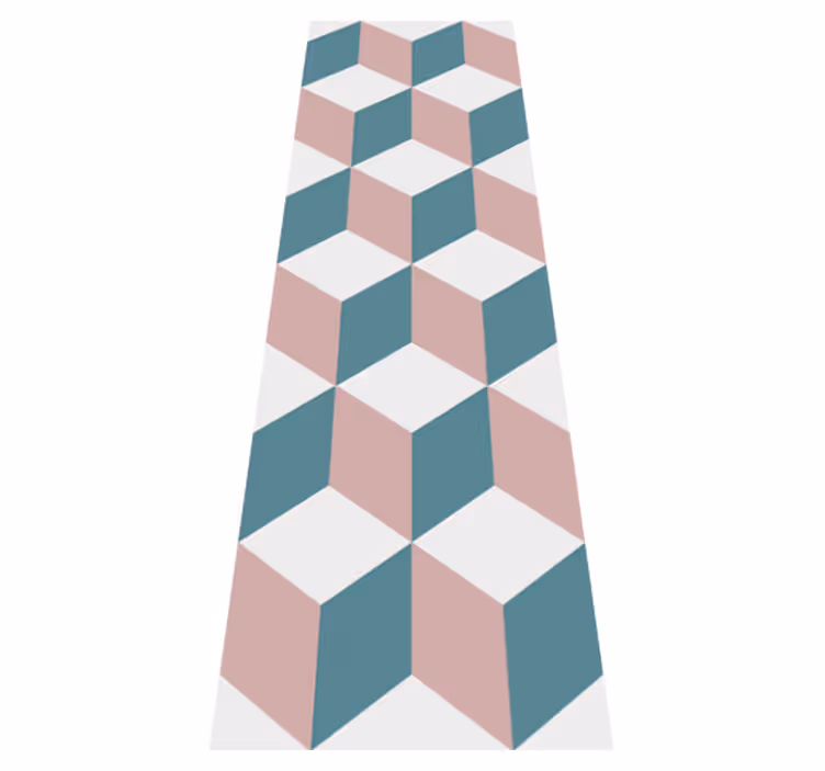 Tapis vinyle couloir cubes colorés pastel - TenStickers