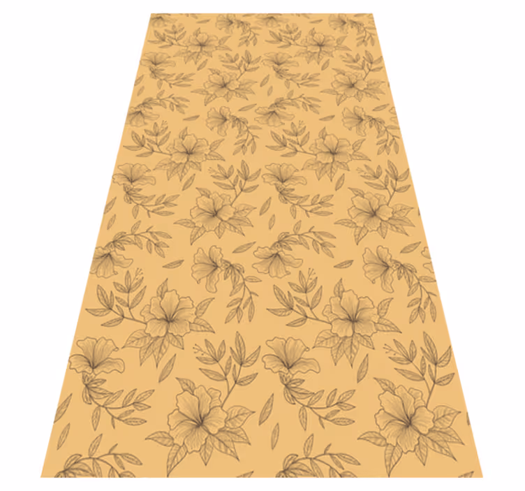 Tapis vinyle beige fleurs en silhouette élégantes - TenStickers