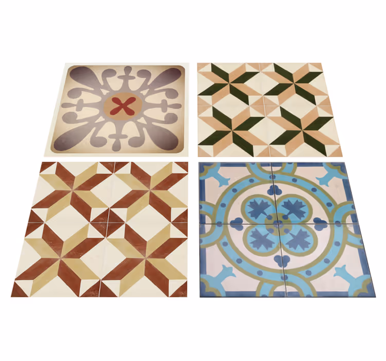 Tapis vinyle beige motif mosaïque hydraulique varié - TenStickers