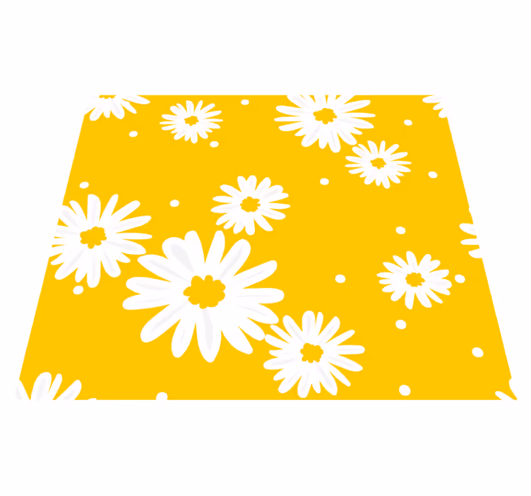Tapis vinyle jaune fleurs de marguerite sur fond jaune - TenStickers