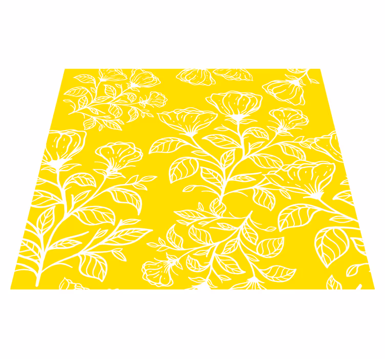 Tapis vinyle jaune motif fleurs - TenStickers