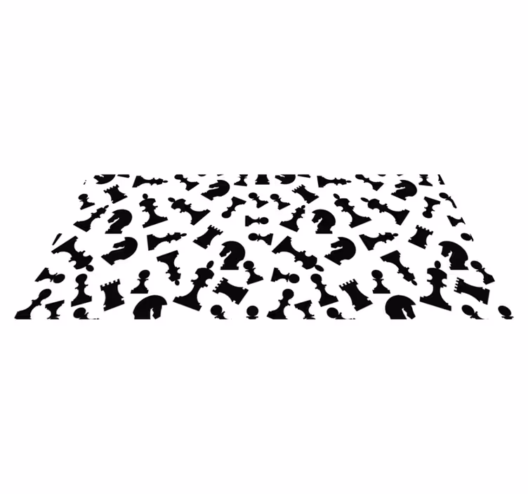 Tapis vinyle blanc avec pièces d'échecs noires - TenStickers