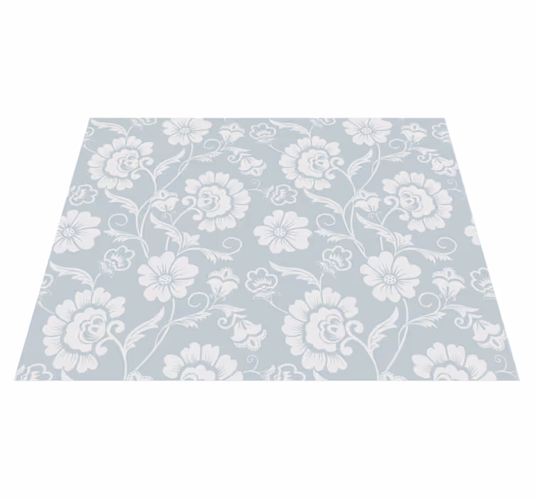 Tapis vinyle blanc imprimé floral style vintage - TenStickers