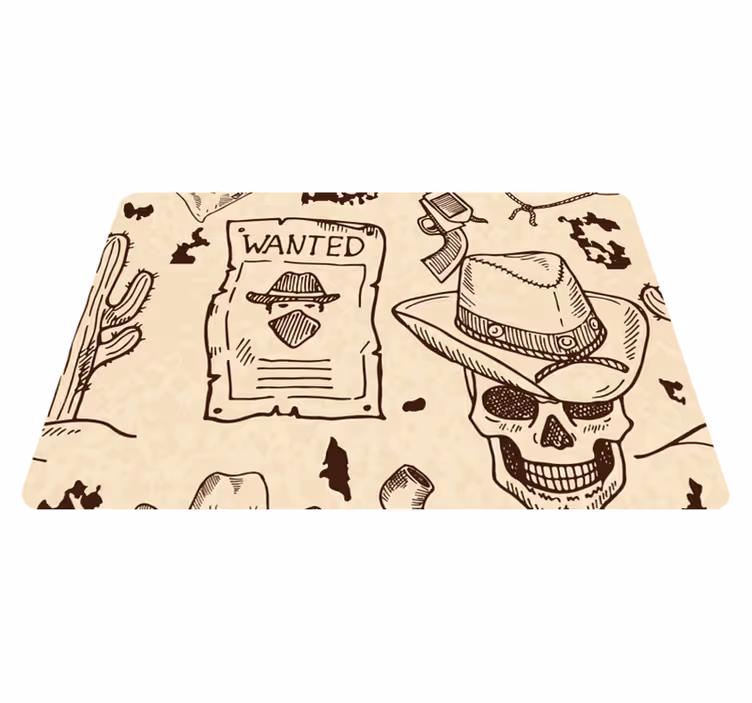 Tapis vinyle marron icônes western portable - TenStickers