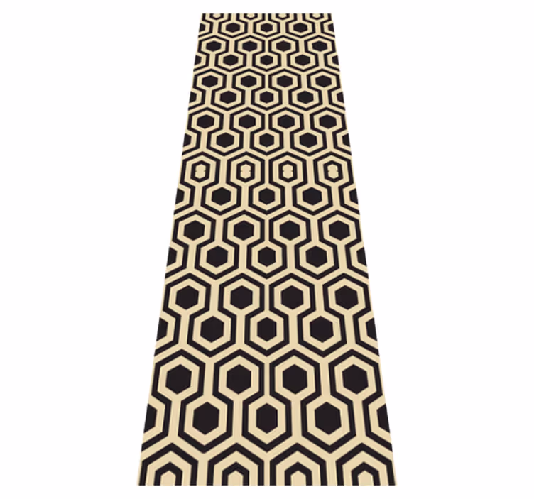 Tapis vinyle marron design hexagones cosmopolites - TenStickers