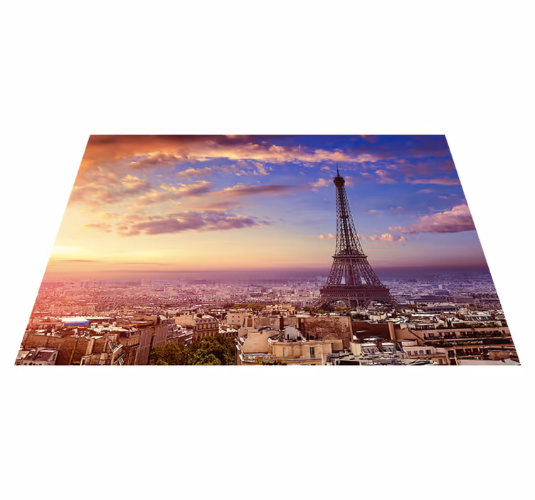Tapis vinyle violet vue de paris - TenStickers
