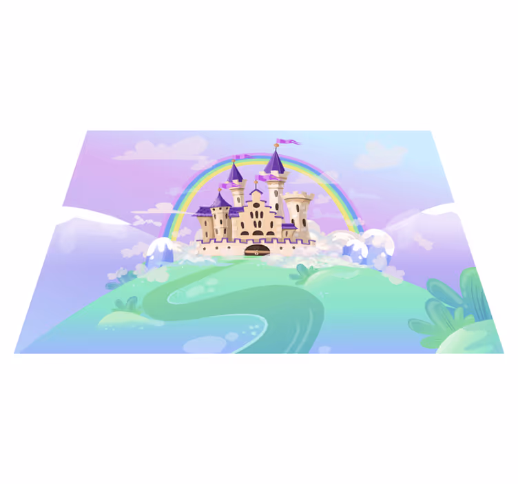 Tapis vinyle violet château de princesse enfant - TenStickers