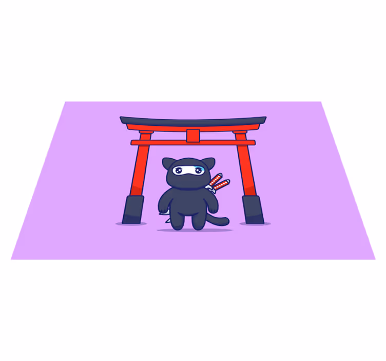 Tapis vinyle violet chat ninja - TenStickers